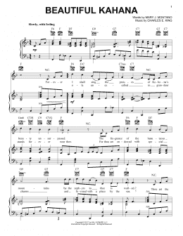 page one of Beautiful Kahana (Piano, Vocal & Guitar Chords (Right-Hand Melody))