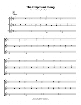 page one of The Chipmunk Song (Ukulele Ensemble)