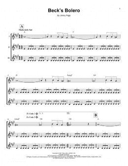 page one of Beck's Bolero (Ukulele Ensemble)