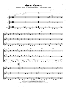 page one of Green Onions (Ukulele Ensemble)