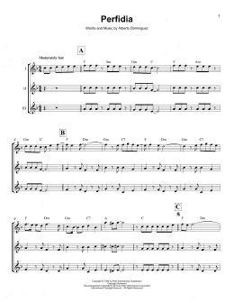 page one of Perfidia (Ukulele Ensemble)