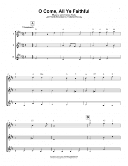 page one of O Come, All Ye Faithful (Adeste Fideles) (Ukulele Ensemble)