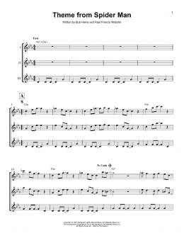 page one of Theme From Spider-Man (Ukulele Ensemble)