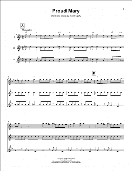 page one of Proud Mary (Ukulele Ensemble)