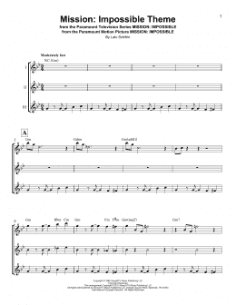 page one of Mission: Impossible Theme (Ukulele Ensemble)