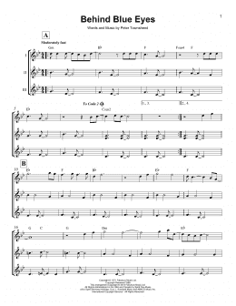 page one of Behind Blue Eyes (Ukulele Ensemble)