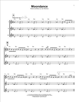 page one of Moondance (Ukulele Ensemble)