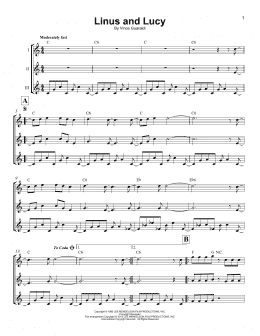 page one of Linus And Lucy (Ukulele Ensemble)