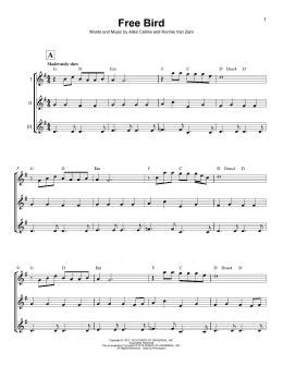 page one of Free Bird (Ukulele Ensemble)