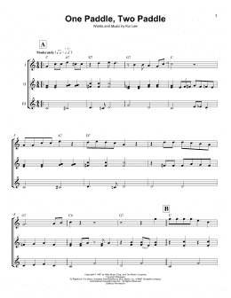 page one of One Paddle, Two Paddle (Ukulele Ensemble)