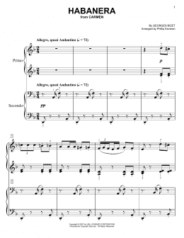 page one of Habanera (arr. Phillip Keveren) (Easy Piano Duet)