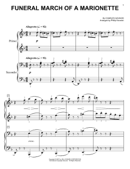 page one of Funeral March Of A Marionette (arr. Phillip Keveren) (Easy Piano Duet)