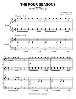 page one of The Four Seasons ("Autumn") (arr. Phillip Keveren) (Easy Piano Duet)
