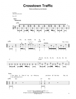 page one of Crosstown Traffic (Banjo Tab)