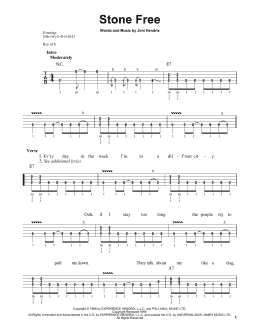 page one of Stone Free (Banjo Tab)