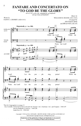 page one of Fanfare And Concertato On "To God Be The Glory" (SATB Choir)