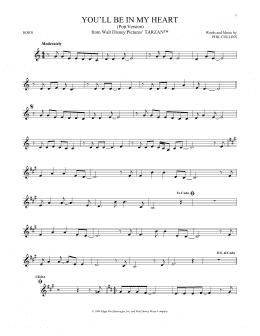 page one of You'll Be In My Heart (Pop Version) (from Tarzan) (French Horn Solo)