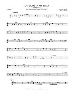 page one of You'll Be In My Heart (Pop Version) (from Tarzan) (Tenor Sax Solo)