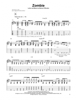 page one of Zombie (Solo Guitar)