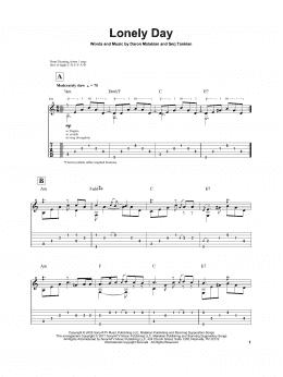 page one of Lonely Day (Solo Guitar)