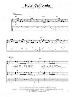 page one of Hotel California (Solo Guitar)