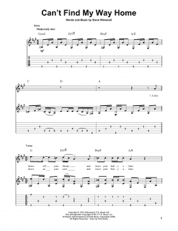 page one of Can't Find My Way Home (Solo Guitar)