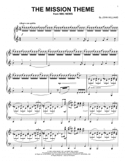 page one of The Mission Theme (Piano Solo)
