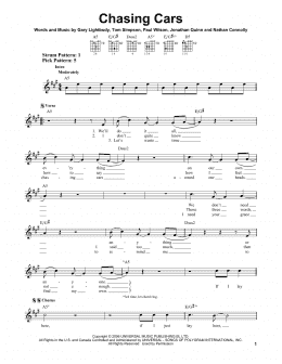 page one of Chasing Cars (Easy Guitar)