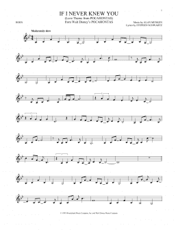 page one of If I Never Knew You (End Title) (from Pocahontas) (French Horn Solo)
