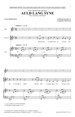 page one of Auld Lang Syne (SSA Choir)