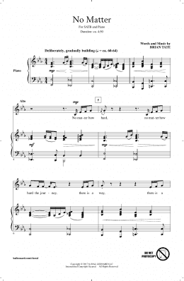 page one of No Matter (SATB Choir)