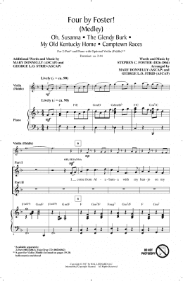 page one of Four by Foster! (Medley) (arr. Mary Donnelly and George L.O. Strid) (2-Part Choir)
