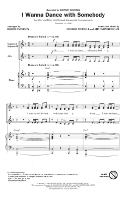 page one of I Wanna Dance With Somebody (SSA Choir)