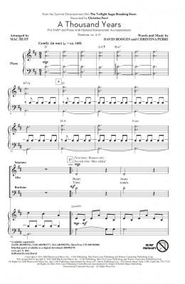 page one of A Thousand Years (arr. Mac Huff) (SAB Choir)
