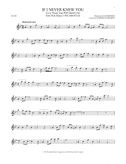 page one of If I Never Knew You (End Title) (from Pocahontas) (Flute Solo)