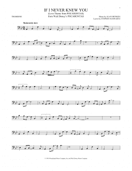 page one of If I Never Knew You (End Title) (from Pocahontas) (Trombone Solo)