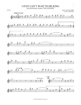 page one of I Just Can't Wait To Be King (from The Lion King) (Flute Solo)