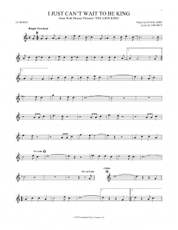page one of I Just Can't Wait To Be King (from The Lion King) (Clarinet Solo)