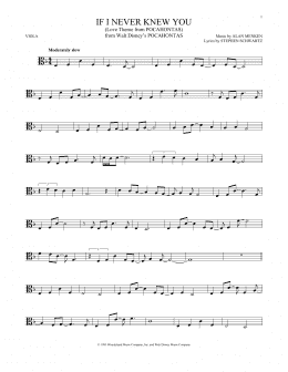 page one of If I Never Knew You (End Title) (from Pocahontas) (Viola Solo)