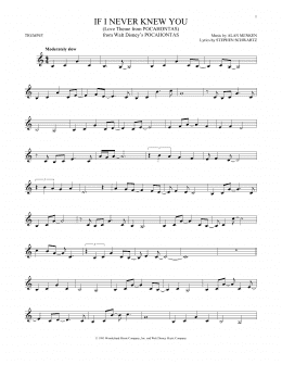 page one of If I Never Knew You (End Title) (from Pocahontas) (Trumpet Solo)