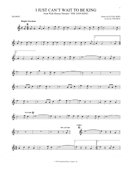 page one of I Just Can't Wait To Be King (from The Lion King) (Trumpet Solo)