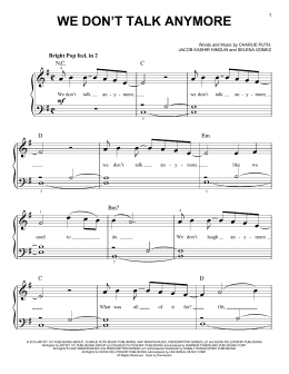 page one of We Don't Talk Anymore (feat. Selena Gomez) (Easy Piano)