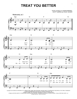page one of Treat You Better (Very Easy Piano)
