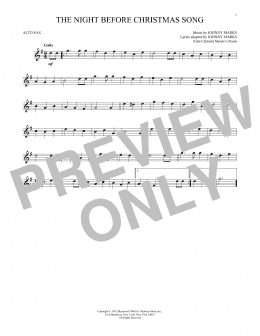 page one of The Night Before Christmas Song (Alto Sax Solo)