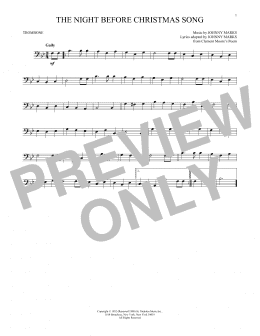 page one of The Night Before Christmas Song (Trombone Solo)