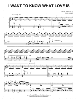 page one of I Want To Know What Love Is (Piano Solo)