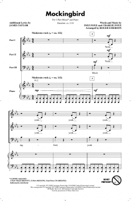 page one of Mockingbird (3-Part Mixed Choir)