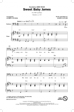 page one of Sweet Baby James (TTBB Choir)