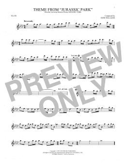 page one of Theme From Jurassic Park (Flute Solo)