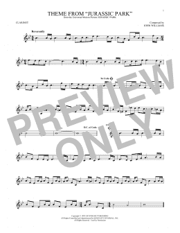 page one of Theme From Jurassic Park (Clarinet Solo)